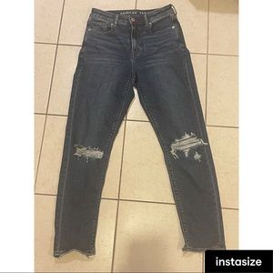 American Eagle High Rise Stretch Ripped Mom Jean